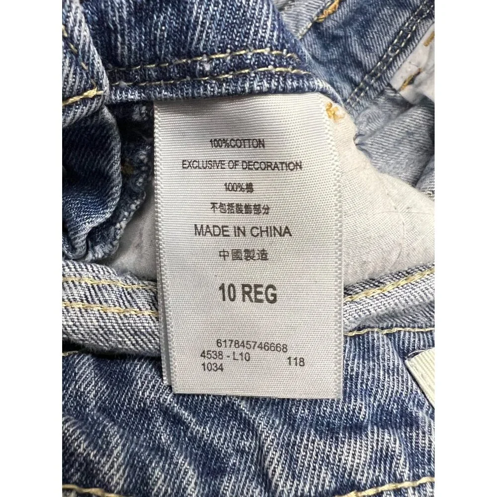 Levi's Distressed Medium Wash Shortall Girls 10 Regular - Picture 8 of 11